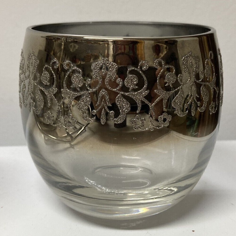 4 Dorothy Thorpe Silver Rim Roly Poly  Mid Century Vintage High Ball Glasses